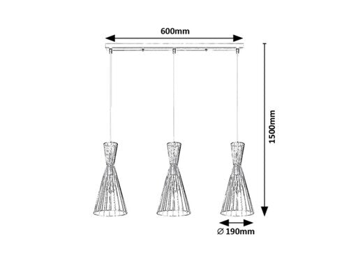 Lustra suspendata Leandros, negru mat, 3xE27, IP20, Rabalux, 72006