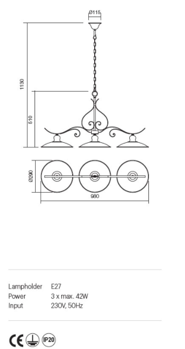 Lustra LENA, 3xE27, INCANTI 02-759