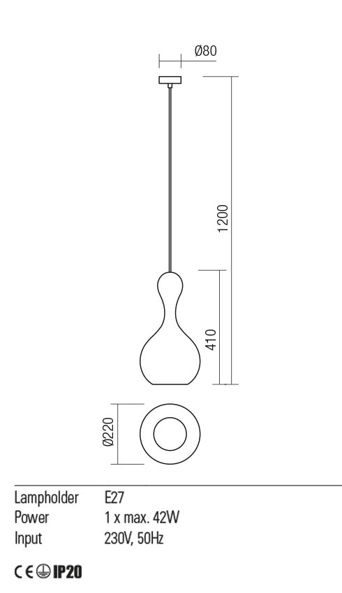 Lustra suspendata Lob, cuprata, 1XE27, IP20, Redo, 01-2260