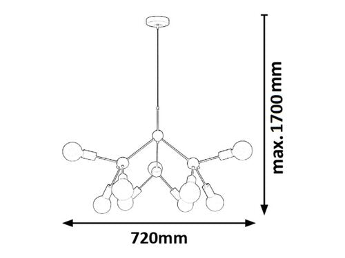 Lustra suspendata Malik, alb, 9xE27, D.72cm, IP20, Rabalux, 55990