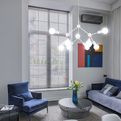 Lustra suspendata Malik, alb, 9xE27, D.72cm, IP20, Rabalux, 55990