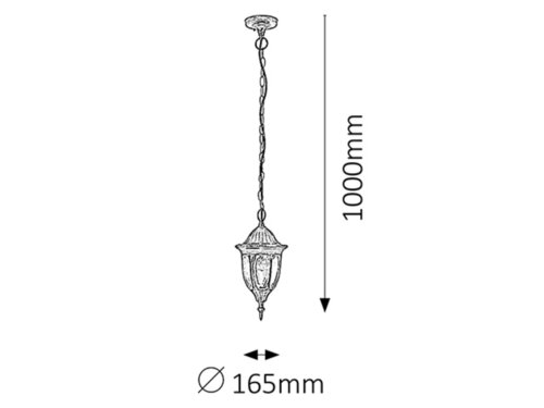 Lustra suspendata exterior Milano, auriu antic, 1 X E27, IP43, Rabalux, 8374