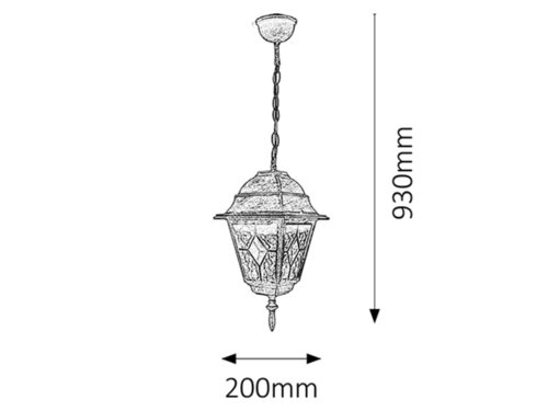 Lustra suspendata exterior Monaco, auriu antic, 1 X E27, IP43, Rabalux, 8184