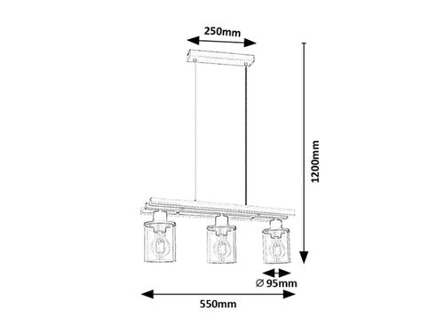 Lustra suspendata Niylah, negru, 3xE27, IP20, Rabalux, 72083