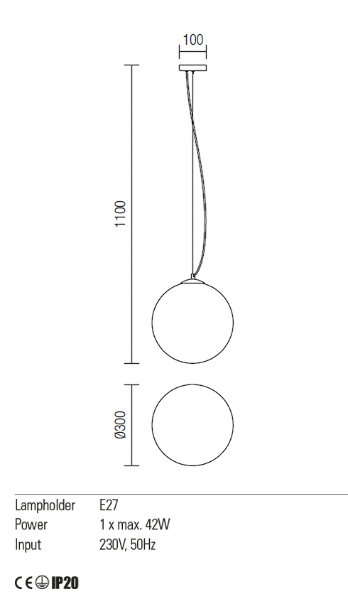 Lustra suspendata Ola, 1XE27, IP20, Redo, 01-1065
