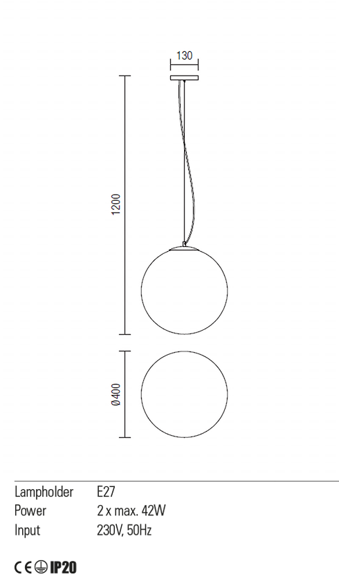 Lustra suspendata Ola, 2XE27, IP20, Redo, 01-1066
