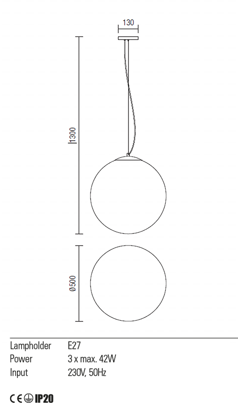 Lustra suspendata Ola, 3xE27, IP20, Redo, 01-1067