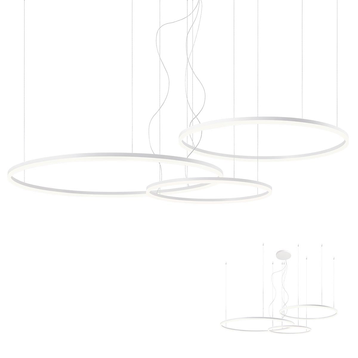 Lustra suspendata LED Orbit, alb mat, 40.5W + 55W + 68W, 22181lm, 4000K, IP20, Redo, 01-1924-TRIAC