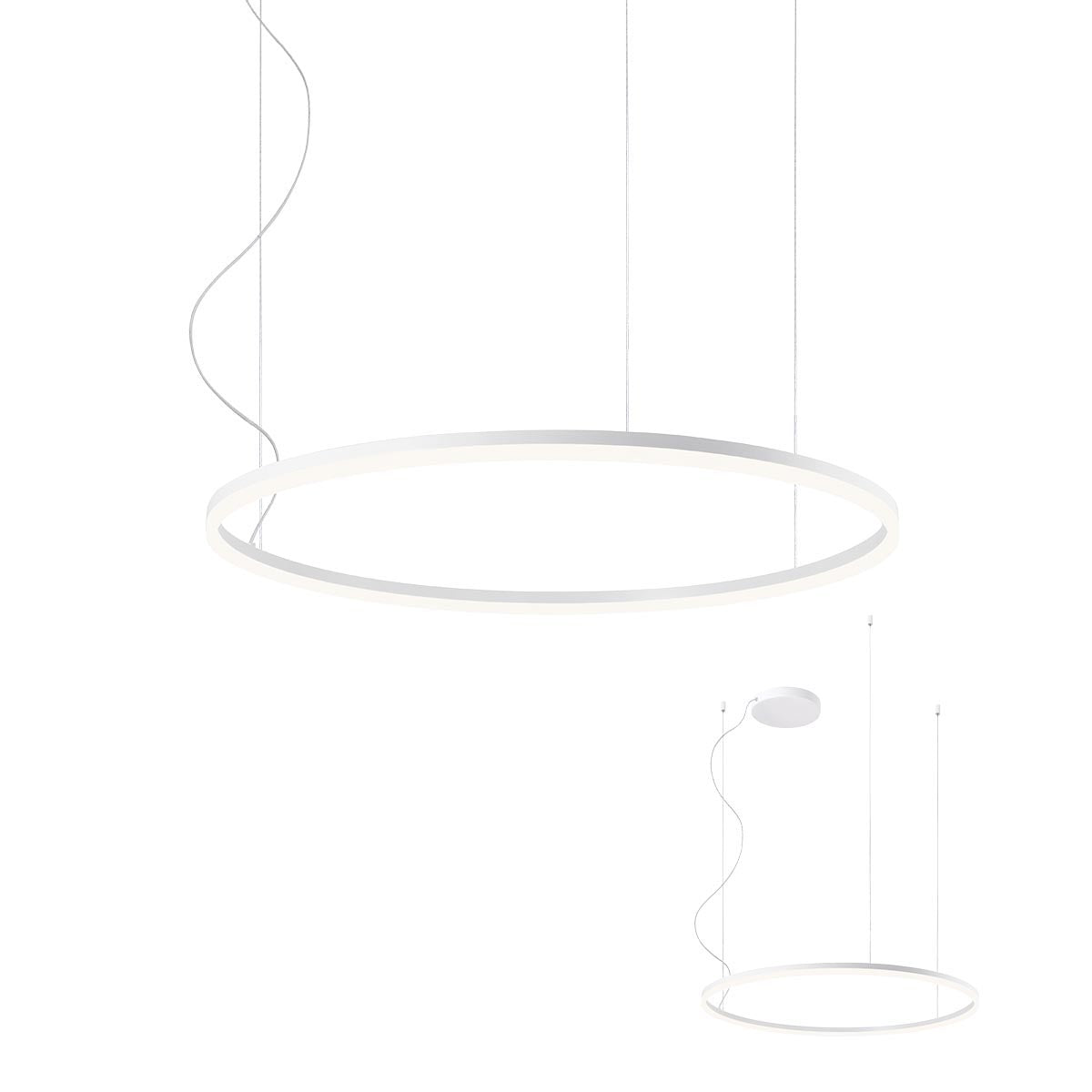 Lustra suspendata LED Orbit, alb mat, 55W, 7212lm, 3000K, IP20, Redo, 01-1712-TRIAC