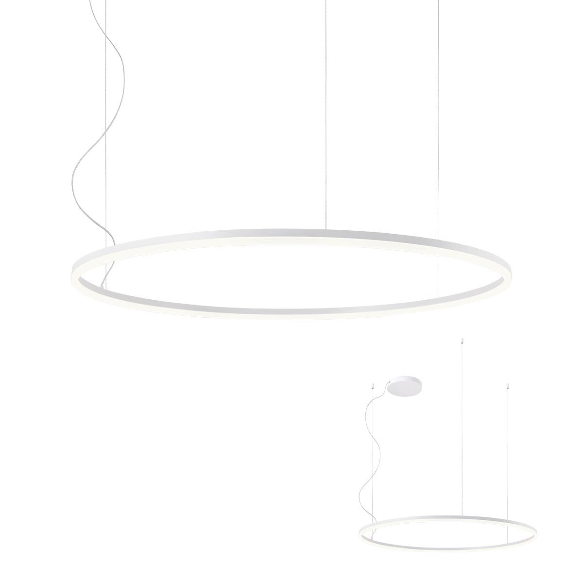 Lustra suspendata LED Orbit, alb mat, 68W, 8741lm, 3000K, IP20, Redo, 01-1714-TRIAC