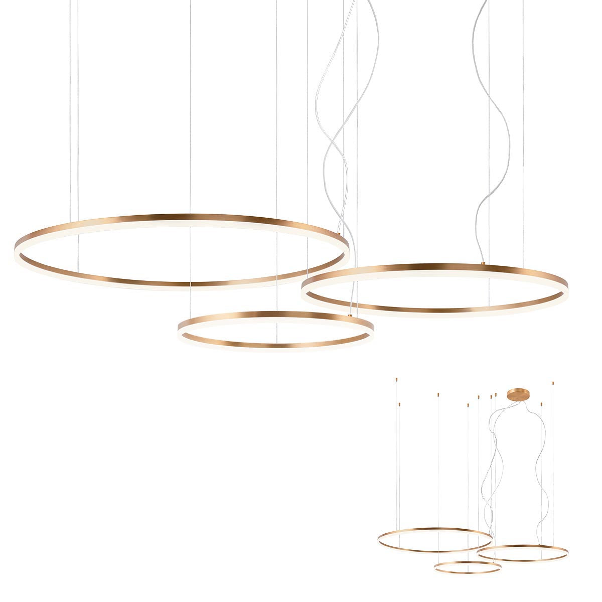 Lustra suspendata LED Orbit, bronz, 40.5W + 55W + 68W, 22181lm, 4000K, IP20, Redo, 01-1925-TRIAC