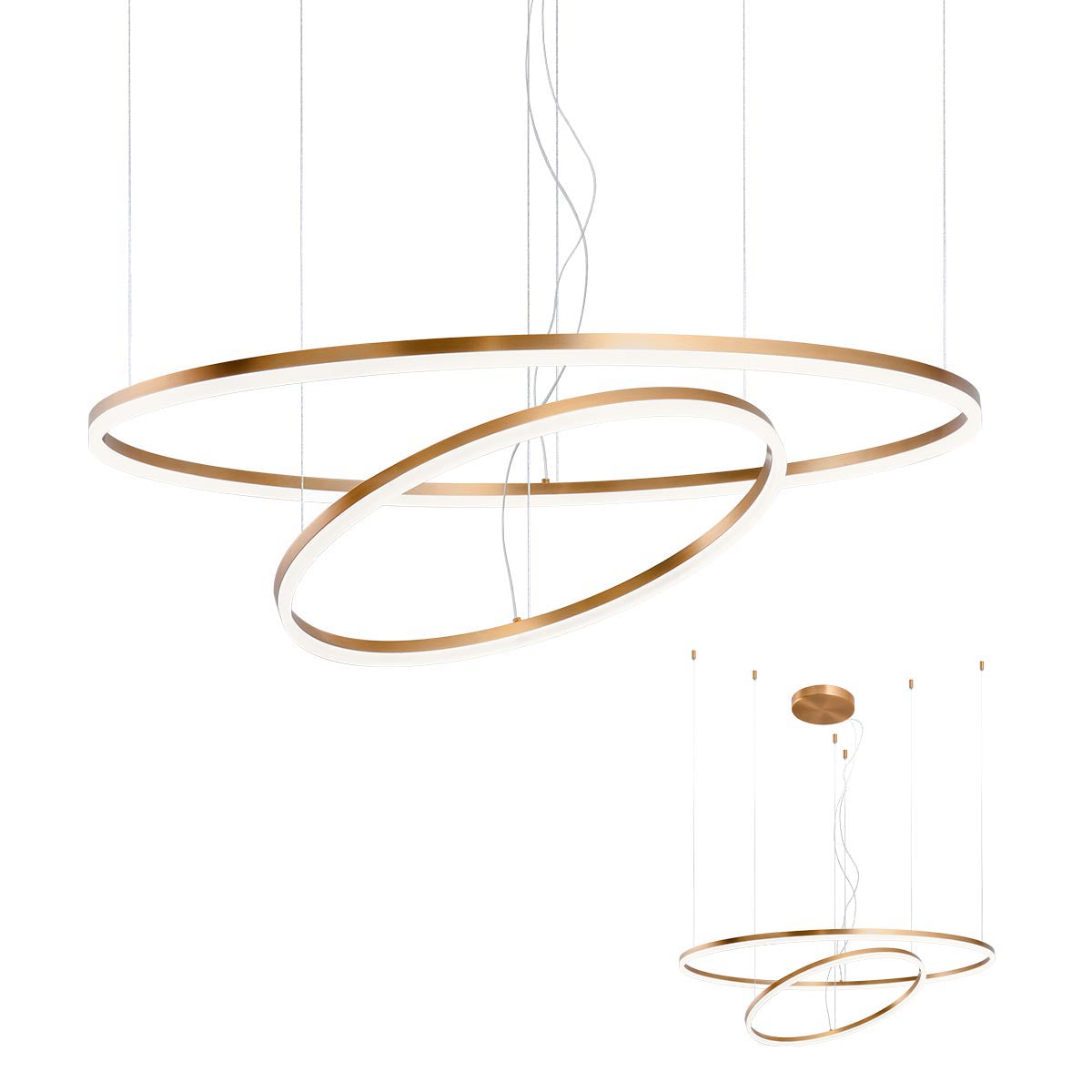 Lustra suspendata LED Orbit, bronz, 40.5W + 68W, 14627lm, 4000K, IP20, Redo, 01-1923-TRIAC