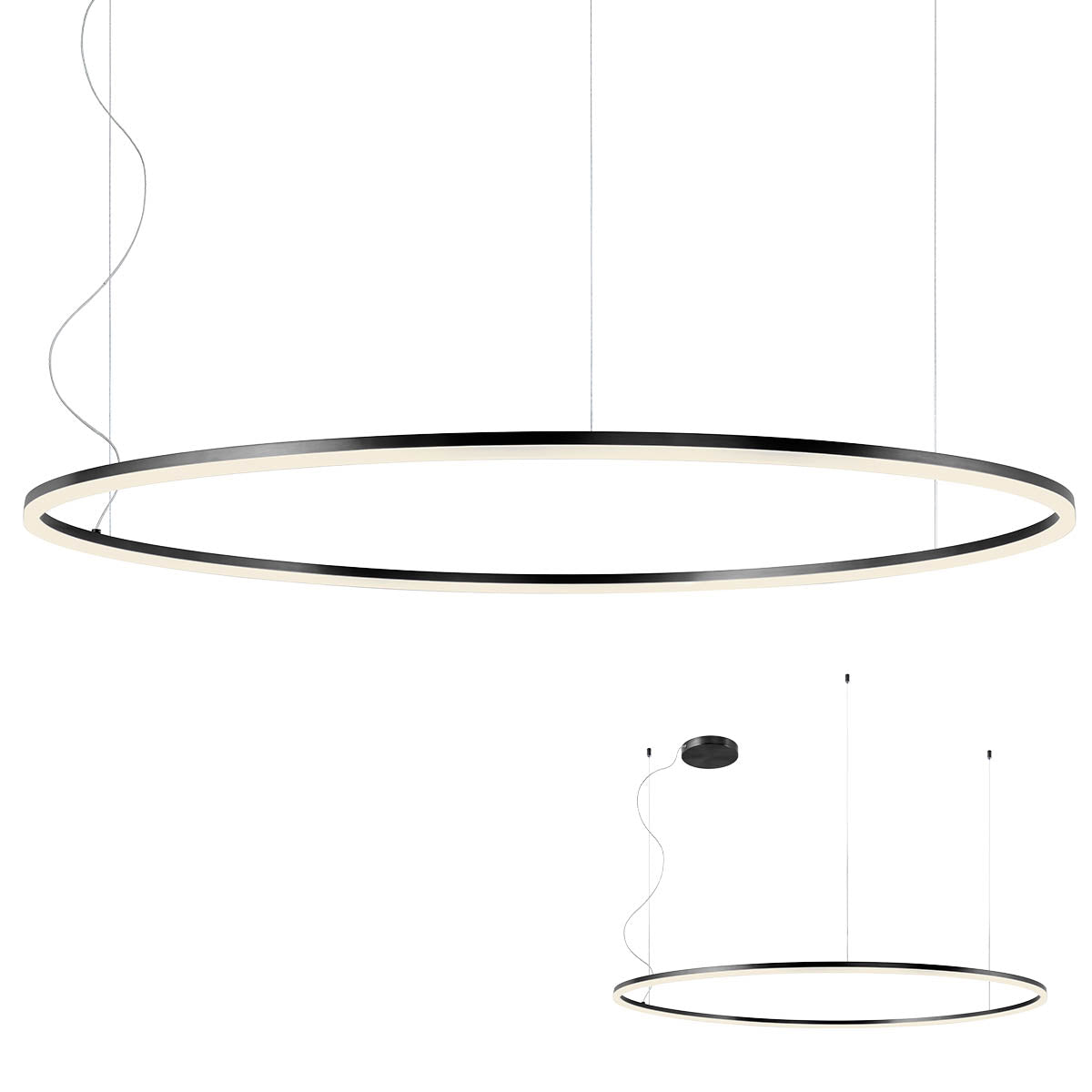 Lustra suspendata LED Orbit, negru mat, 110W, 13856lm, 3000K, IP20, Redo, 01-1952-TRIAC
