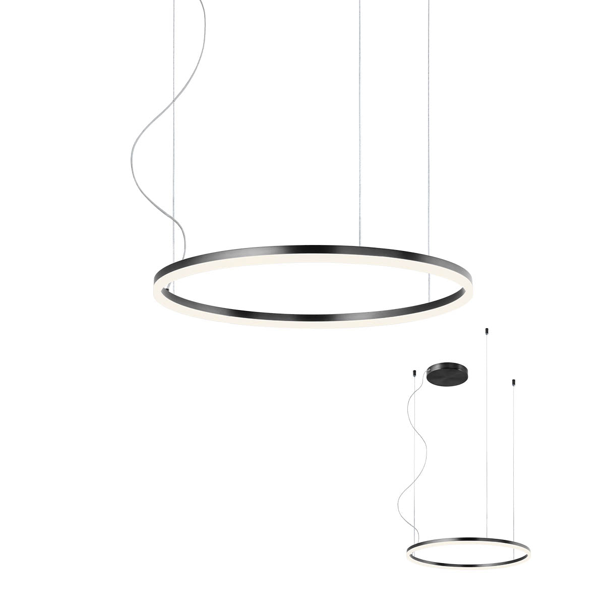 Lustra suspendata LED Orbit, negru mat, 40.5W, 5193lm, 3000K, IP20, Redo, 01-1948-DALI