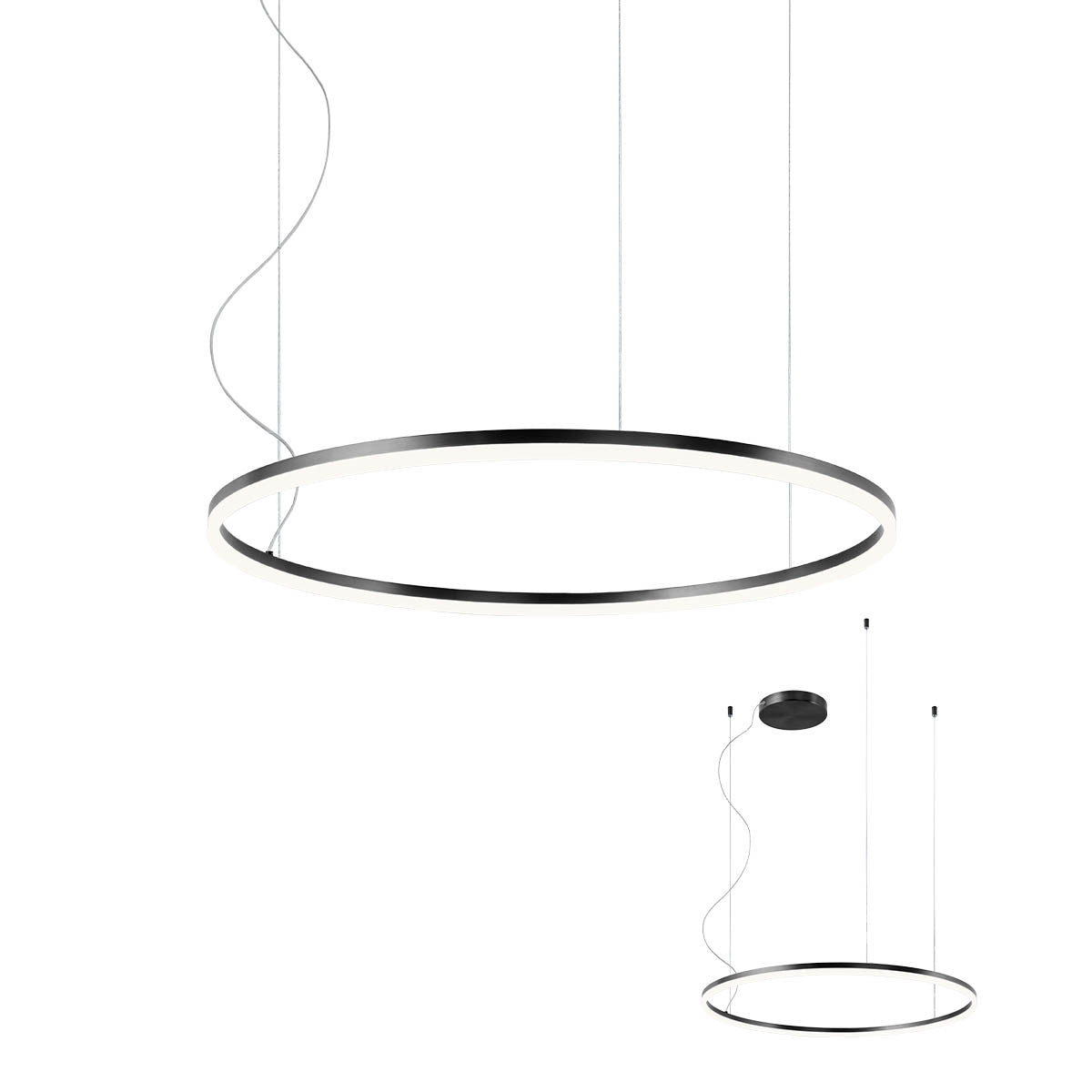 Lustra suspendata LED Orbit, negru mat, 55W, 7212lm, 3000K, IP20, Redo, 01-1949-TRIAC