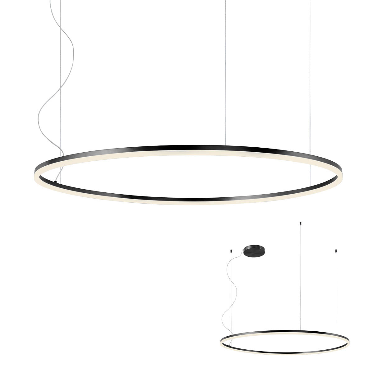 Lustra suspendata LED Orbit, negru mat, 76W, 9761lm, 3000K, IP20, Redo, 01-1951-TRIAC