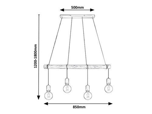 Lustra suspendata Pablo, negru mat, 4xE27, IP20, Rabalux, 3980