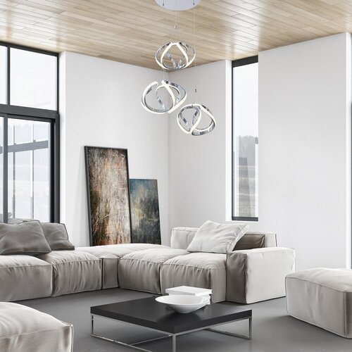 Lustra suspendata LED Palmira, crom, 50W, 3400lm, 3000K, IP20, Rabalux, 5771