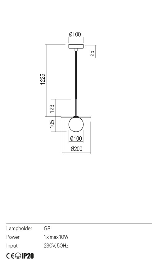 Lustra suspendata Plato, auriu, 1XG9, IP20, Redo, 01-2727