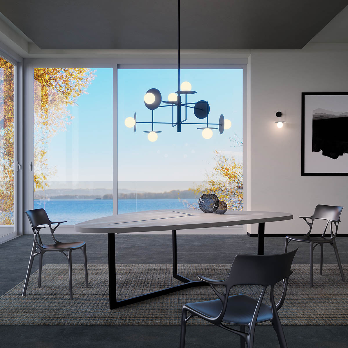 Lustra Plato, negru mat, 6XG9, IP20, Redo, 01-2734