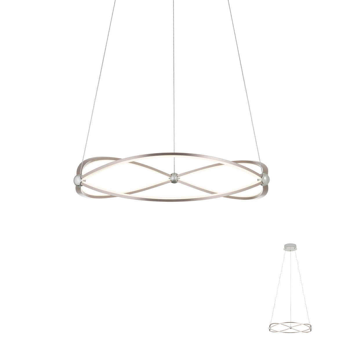 Lustra LED Quark, nichel satinat, 40W, 5300lm, 3000K, IP20, Redo, 01-2251