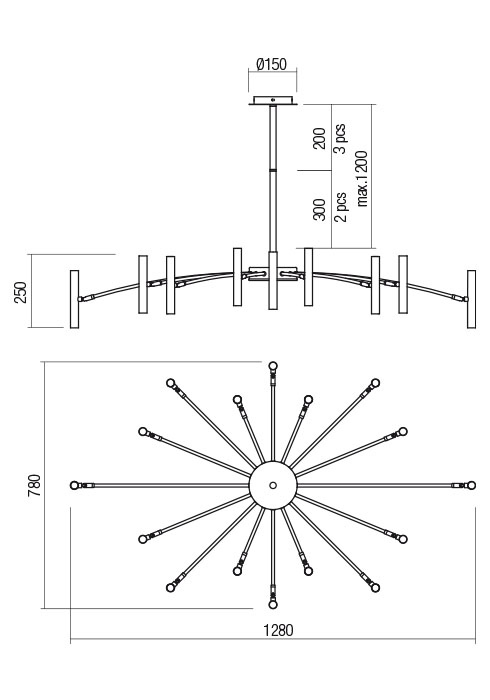 Lustra Rayen, bronz mat, 16XG9, IP20, Redo, 01-2776