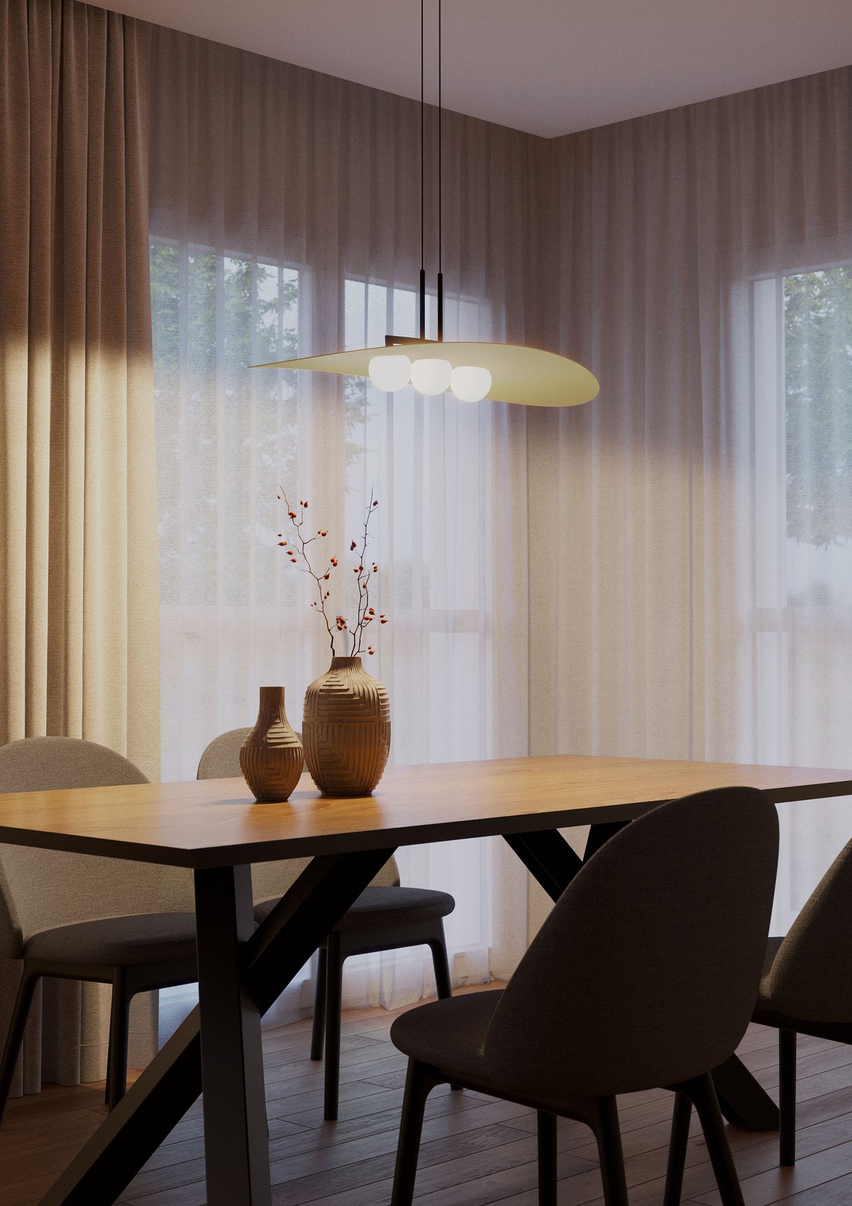 Lustra LED Cody, negru/auriu, 27W, 1600lm, 3000K, L.85 cm, Redo, 01-3290