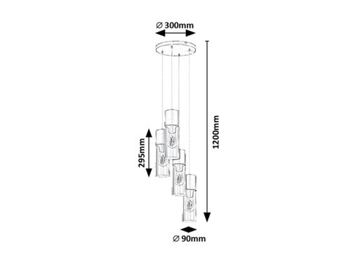 Lustra suspendata Ronno, negru, 4xE27, IP20, Rabalux, 72054