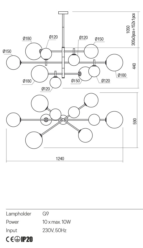 Lustra Roy, alama antica patinata, 10XG9, IP20, Redo, 01-2781