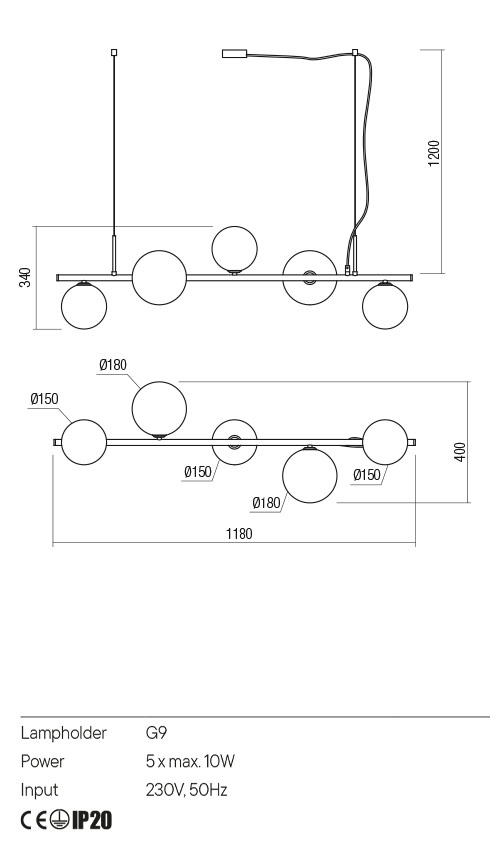 Lustra Roy, alama antica patinata, 5XG9, IP20, Redo, 01-2779