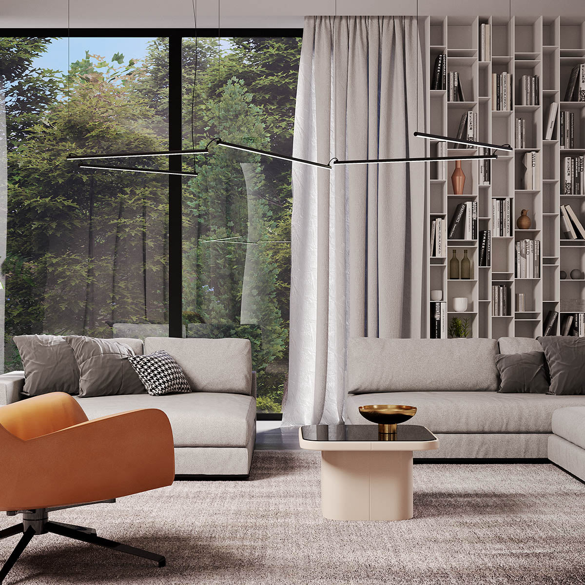 Lustra LED Stick, negru mat, 48W, 7255lm, 3000K, IP20, Redo, 01-2801