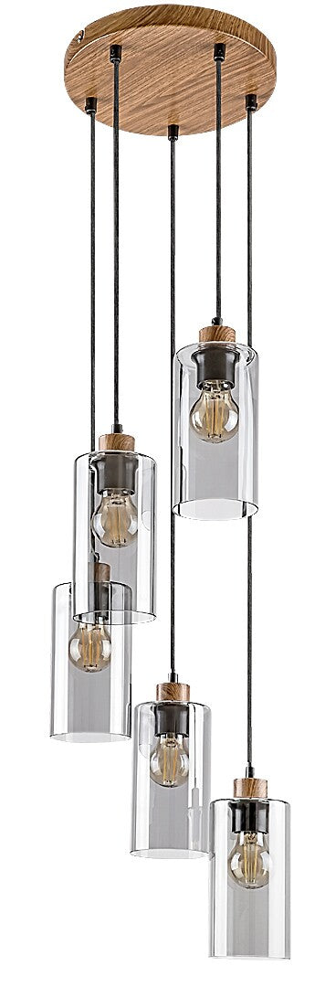 Lustra suspendata Tanno, stejar, 5xE27, IP20, Rabalux, 72125