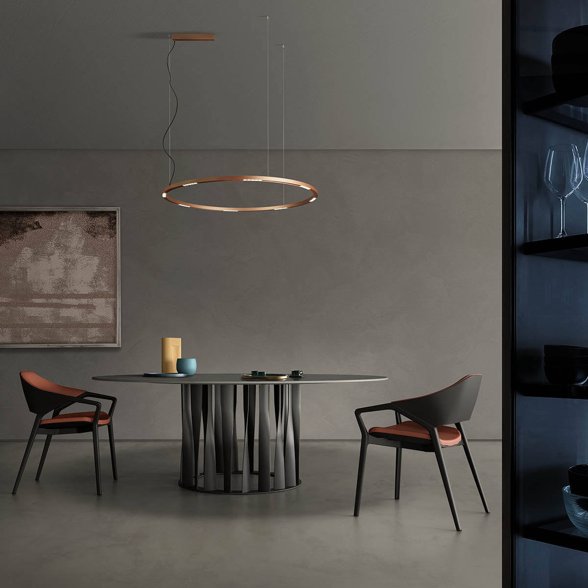 Lustra LED Union, auriu mat, 68W, 5265lm, 3000K, D.120cm, IP20, Redo, 01-2209