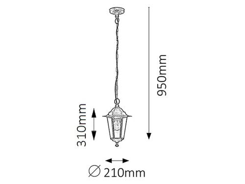 Lustra suspendata exterior Velence, auriu antic, 1 x E27, IP43, Rabalux, 8238