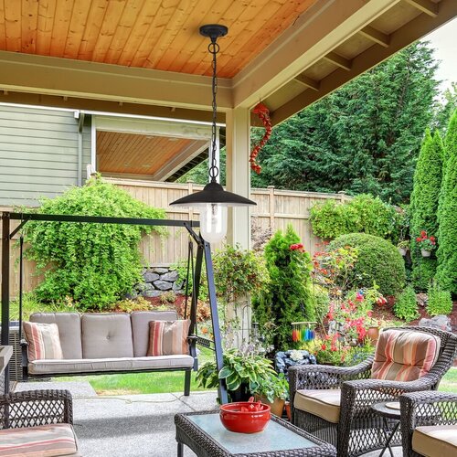 Lustra suspendata exterior Vigo, negru mat, 1 x E27, IP44, Rabalux, 8687