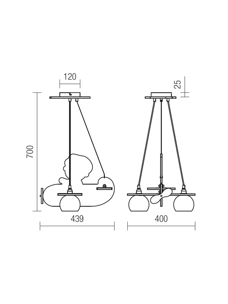 Lustra Happy Plane, mdf vopsit, 2XE14, Smarter 04-421