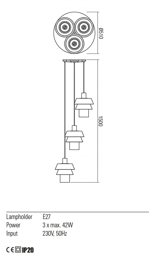 Lustra Taipi, alb mat, 3xE27, IP20, Redo, 01-1352