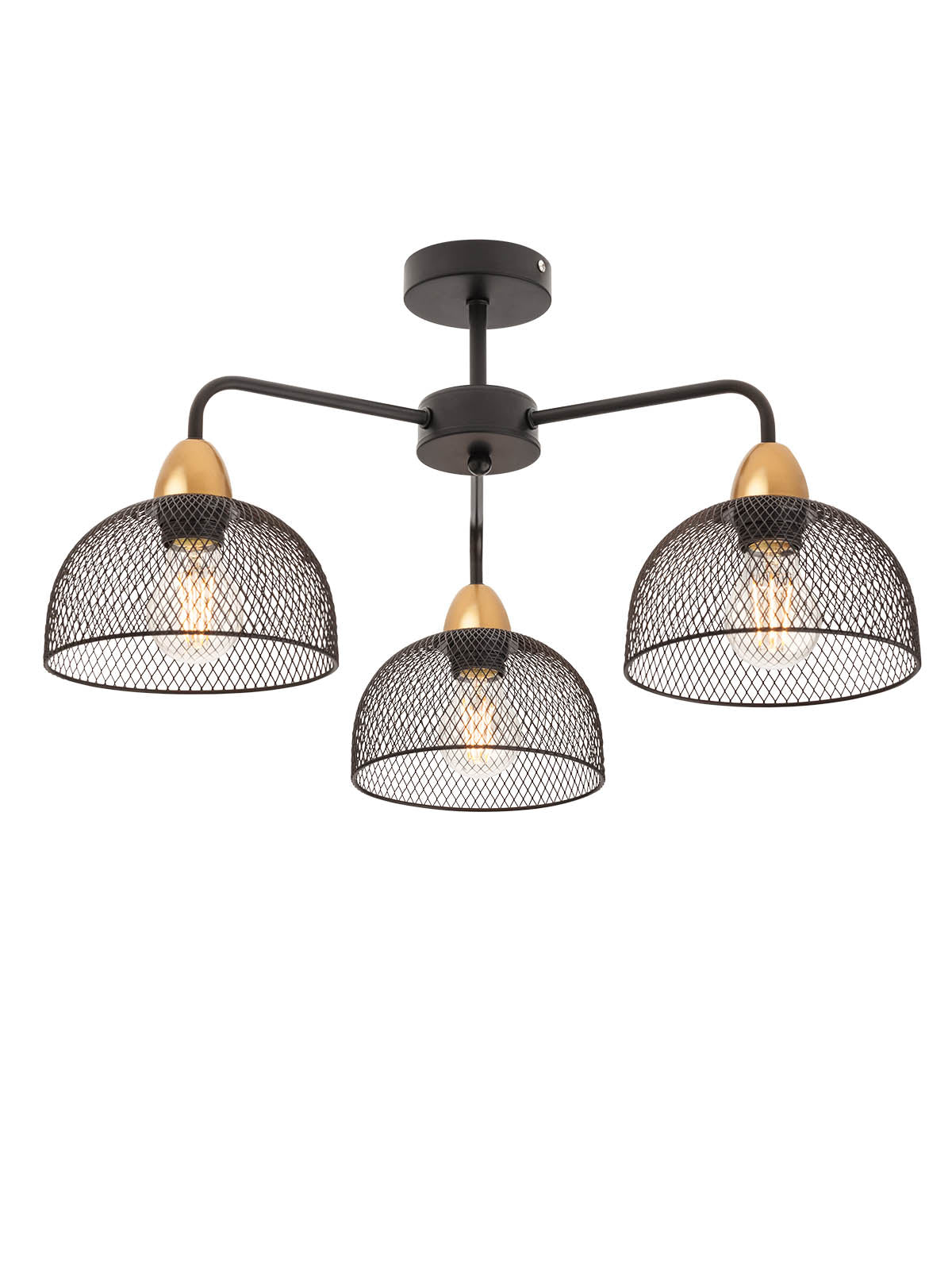 Plafoniera Tamis, negru mat cu detalii aurii, 3xE27, IP20, Smarter, 01-1570