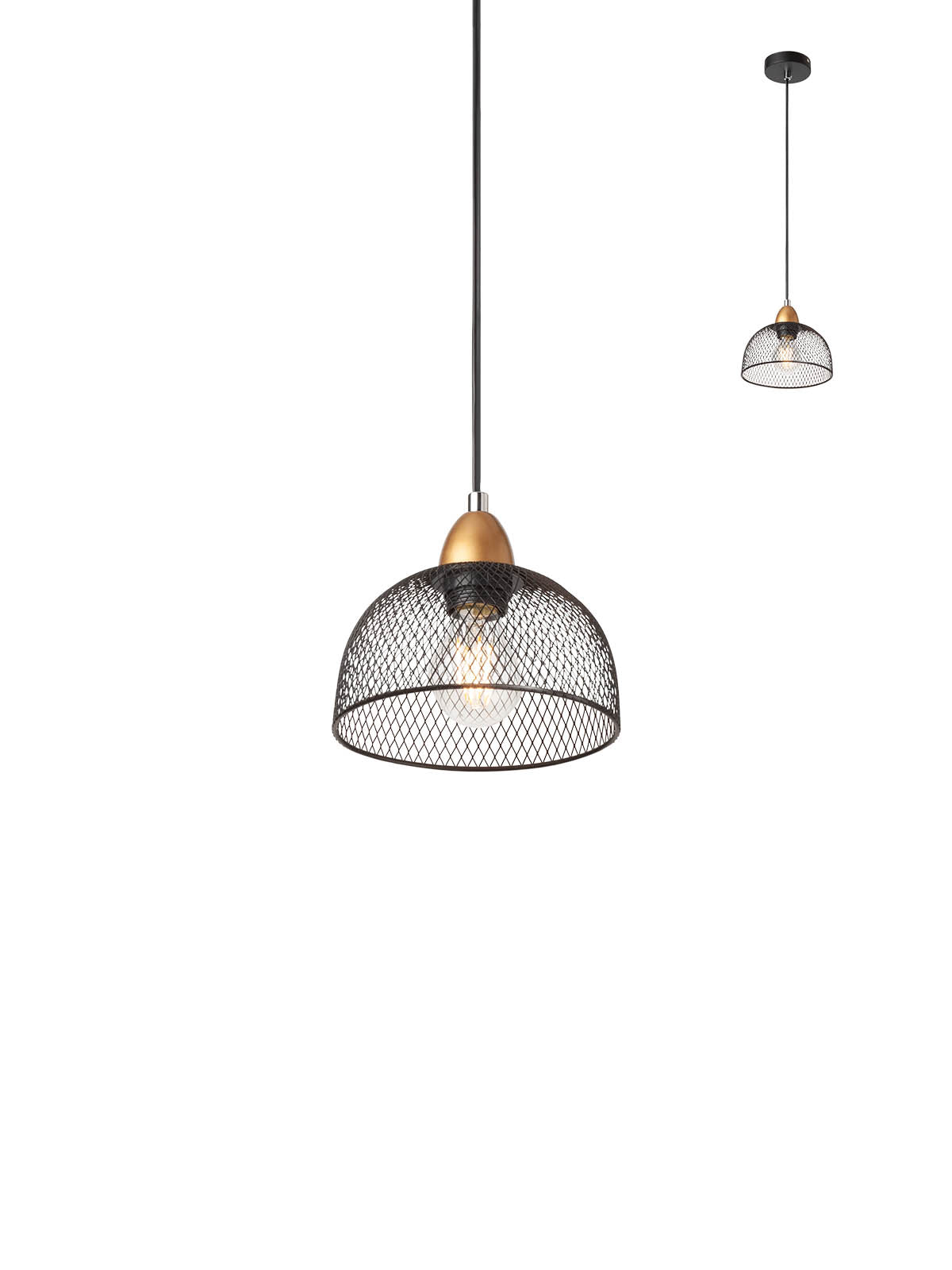 Lustra suspendata Tamis, negru mat cu detalii aurii, 1XE27, Smarter 01-1572