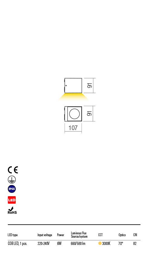 Aplica LED exterior Teko, alb mat, 6W, 660lm, 3000K, IP65, Redo, 90097