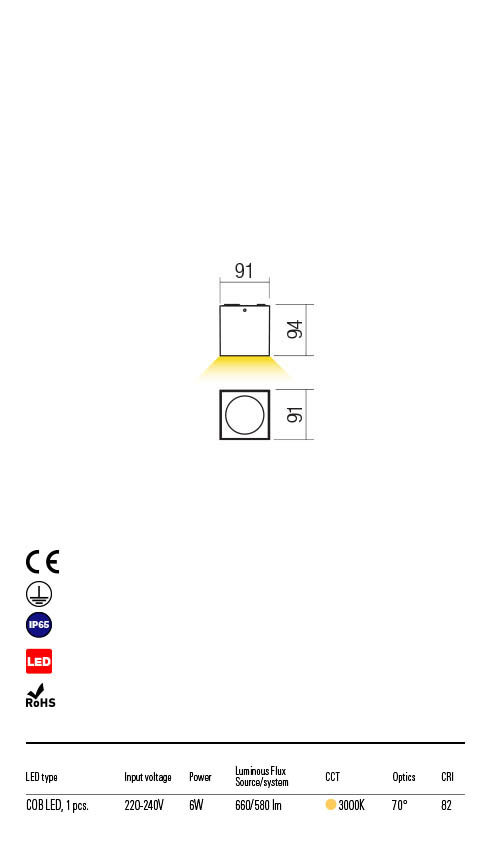 Plafoniera exterior LED Teko, alb, 6W, 660lm, 3000K, IP65, Redo, 90103