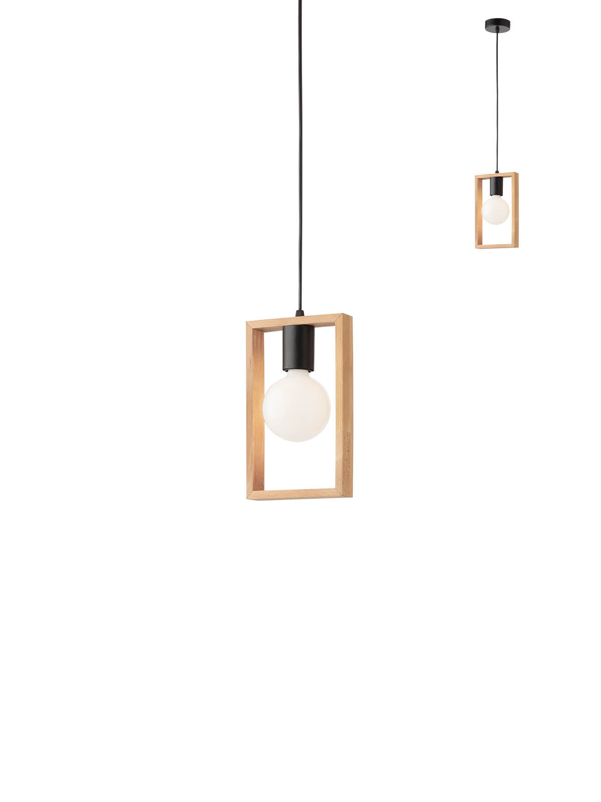 Lustra suspendata Timber, negru mat si lemn de fag natur, 1XE27, Smarter 01-1664