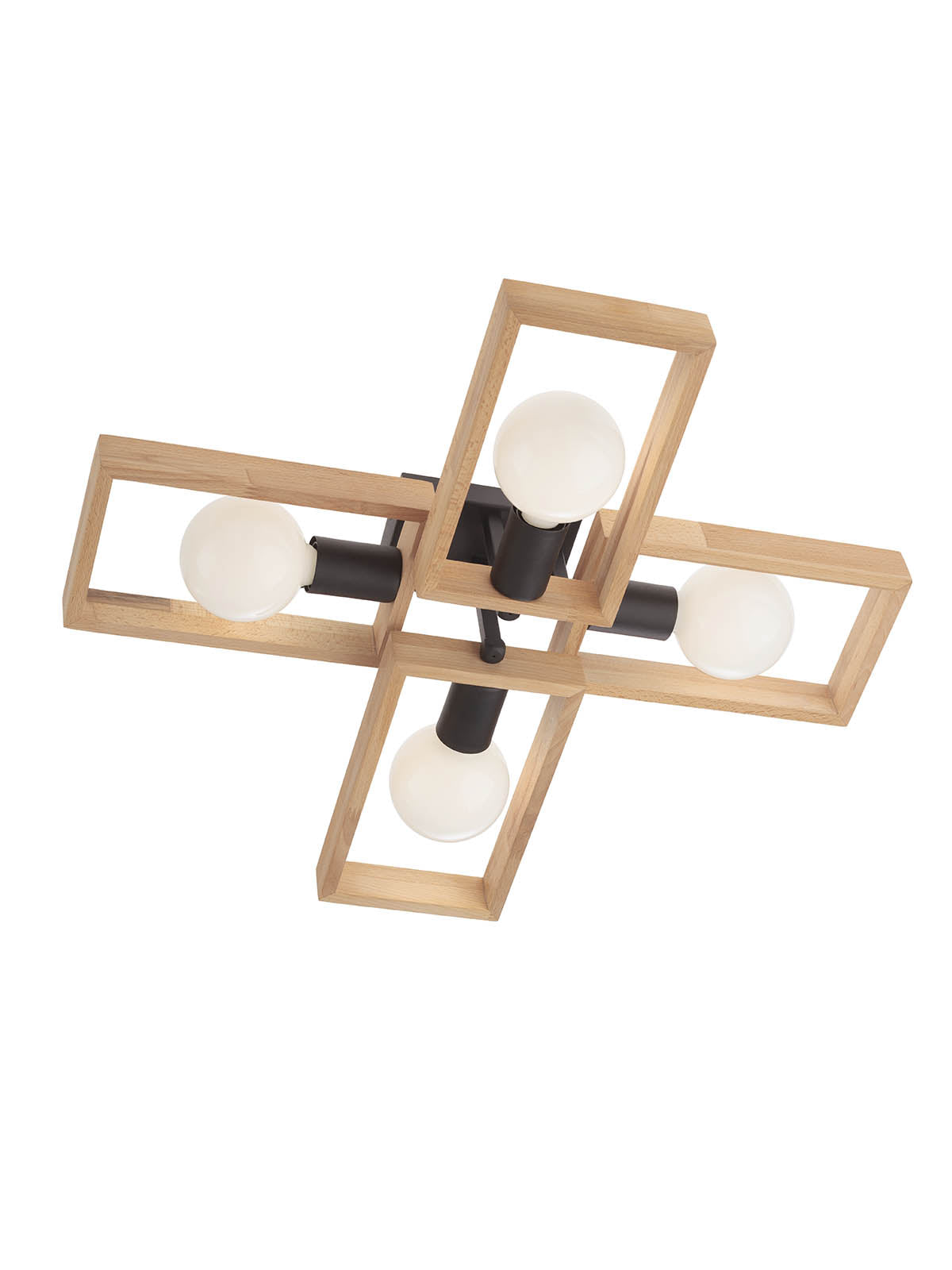Plafoniera Timber, negru mat si lemn de fag natur, 4XE27, IP20, Smarter, 01-1969