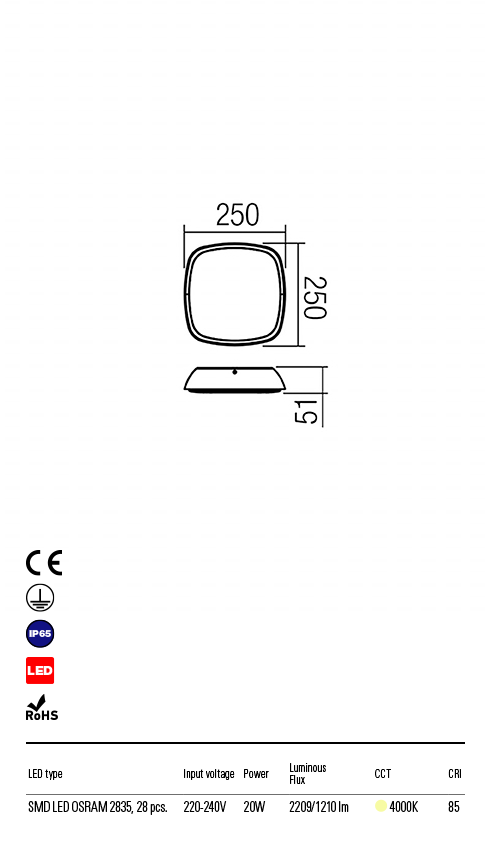 Plafoniera exterior LED Twill, gri, 20W, 2209lm, 4000K, IP65, Redo, 9544