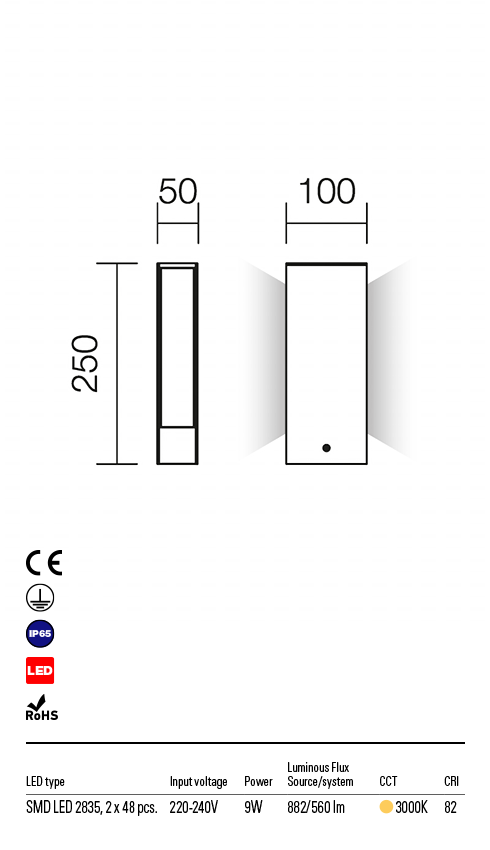 Stalp exterior LED Twin, ruginiu, 9W, 588lm, 3000K, IP54, Redo, 9469