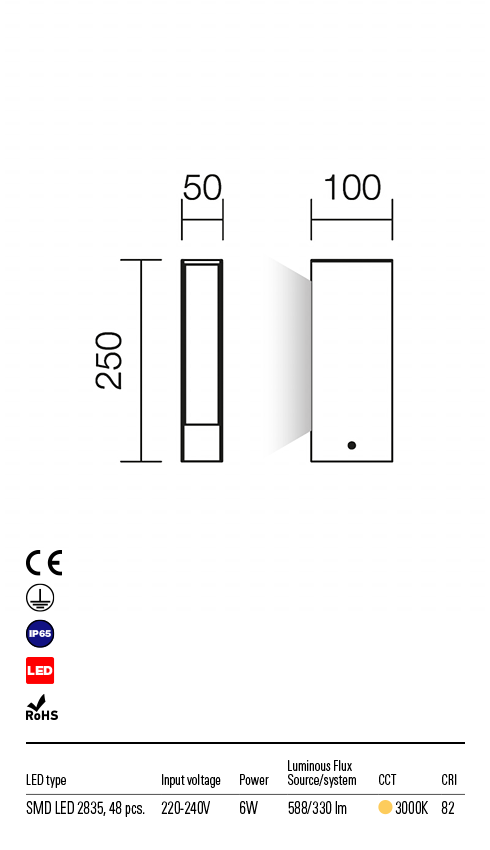 Stalp exterior LED Twin, ruginiu, 6W, 330lm, 3000K, IP54, Redo, 9470