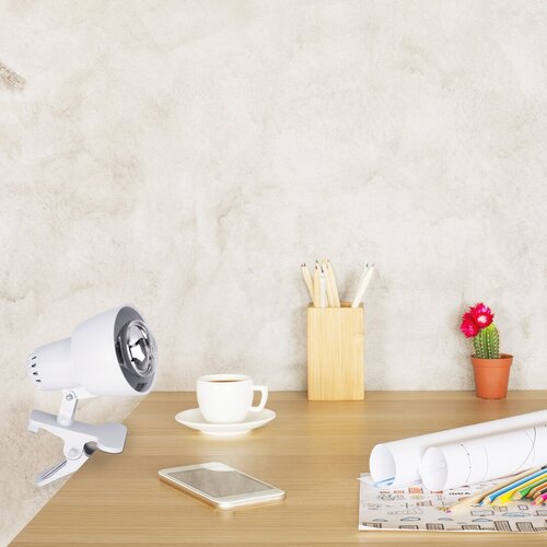 Veioza birou Clip, alb, 1xE14, Rabalux 4356