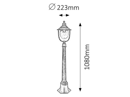 Stalp exterior Barcelona, auriu antic, 1 x E27, H.108cm, IP43, Rabalux, 8679