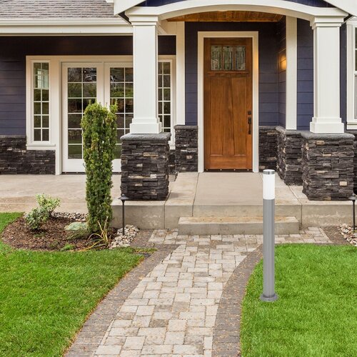 Stalp exterior Inox torch, crom satin, 1 x E27, H.65cm, IP44, Rabalux, 8264