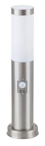 Stalp exterior cu senzor Inox torch, crom satin, 1 x E27, H.45cm, IP44, Rabalux, 8267